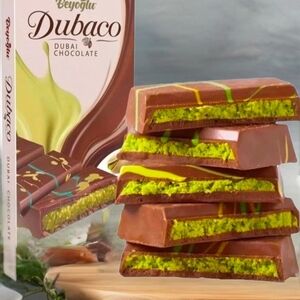 Delicious Fresh Dubaco Dubai Chocolate Bars. Whole Case Of 6 Bars Closed Box